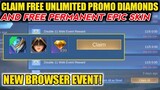 NEW BROWSER EVENT! CLAIM FREE PROMO DIAMONDS AND EXTRA FREE EPIC SKIN! MOBILE LEGENDS