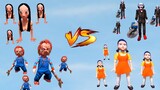 GTA 5 - Thử cho 500 Búp bê Squid game 500 Chucky 500 Jigsaw...đánh nhau - Búp Bê nào mạnh nhất|GHTG