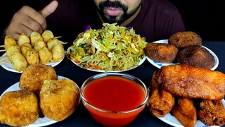 CHICKEN KABAB, CHEESE BALL, CHICKEN BALL, EGG STICK CHOP, NOODLES, TOMATO SAUSE ASMR MUKBANG ||