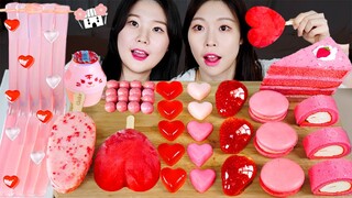 ASMR MUKBANG| 핑크 디저트 딸기 아이스크림 탕후루 마카롱 젤리 먹방 & 레시피 DESSERT ICE CREAM MACARONS EATING