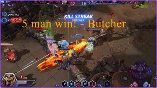 Progressing in HOTS in 90 days| 5 man win! - Butcher