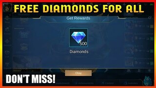 FREE DIAMONDS FOR ALL PLAYERS! | MOBILE LEGENDS 2021