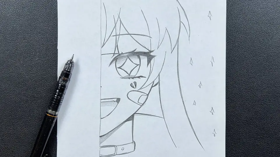 Easy anime drawing | how to draw cute anime girl half face step-by-step -  Bstation