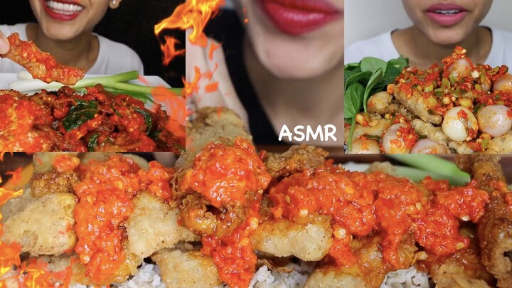 KULIT AYAM CRISPY‼️PAKAI  SAMBEL BAWANG MERAH UTUH, SAMBEL BAWANG, OSENG KEMANGI 🥵🤯 | ASMR INDONESIA