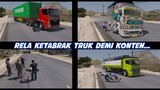 HADANG TRUK DI TENGAH JALAN DEMI KONTEN,, AUTO DI TABRAK..!!!