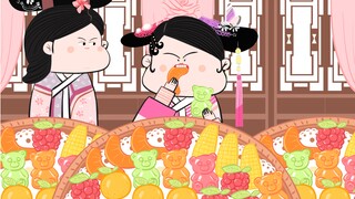 -Empresses in the Palace animation eating show｜Xia Dongchun's immersive Q-elastic gummy candy～