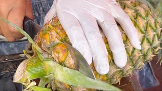 Huge Pineapple Cutting In Thailand - Fruit Cutting Skills