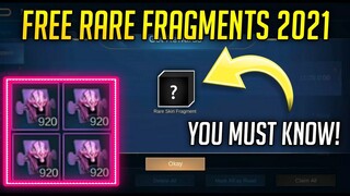 GET FREE RARE FRAGMENTS 2021 | FREE RARE FRAGMENTS MOBILE LEGENDS  - NEW TRICK 2021