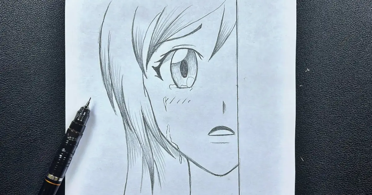 Easy anime drawing | how to draw sad anime girl was step-by-step - Bstation