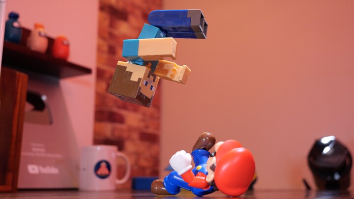 【Minecraft】Animasi stop-motion丨Pertempuran pertarungan Steve VS Mario【Animist】