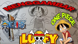 menggambar anime one piece luffy kecil yang lucu