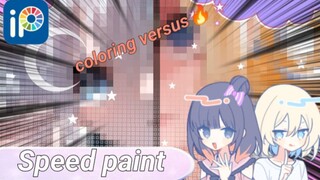 [SPEEDPAINT] Duel coloring?! with my friend Alamakk takut nyee☝️😔