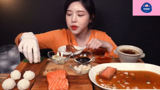 Mukbang cá hồi ngâm tương #anngon