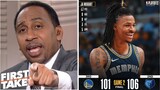 FIRST TAKE "Ja Morant be the face of the NBA" Stephen A. on Grizzlies def Warriors 106-101 Ja 47 Pts