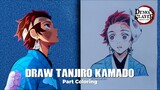 Draw tanjiro kamado part (2/2) part coloring