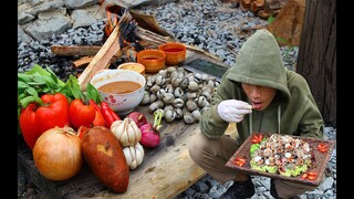 Cooking Seashell Eating with Tamarind Sauce So Delicious