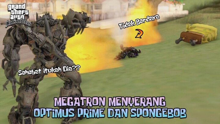 MEGATRON MENYERANG OPTIMUS PRIME PROFESOR DAN SPONGEBOB - GTA Lucu Spongebob