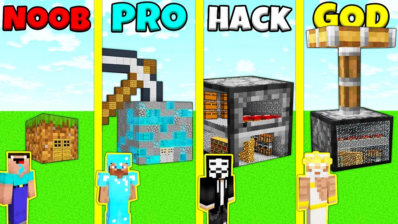 Minecraft NOOB vs PRO vs HACKER: AMONG US HOUSE BUILD CHALLENGE in