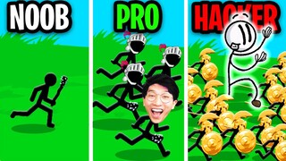 NOOB vs PRO vs HACKER In STICK WAR LEGACY! (MAX LEVEL BOSS!)