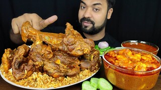 MUTTON FAT CURRY, HUGE SPICY MUTTON CURRY, MUTTON LEG PIECE, RICE, SALAD MUKBANG EATING SHOW ||