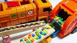 cool! How many marbles can 2 cleaning trucks hold in 3 trash cans? excavator construction vehicle to