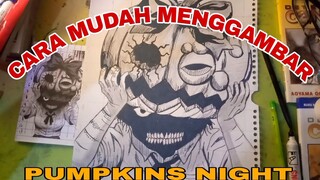 cara mudah menggambar anime horor PUMPKINS NIGHT