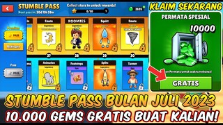 BOCORAN STUMBLE PASS BULAN JULI, KLAIM SKIN ROOMIES GRATIS & CARA DAPATKAN 10.000 GEMS GRATIS