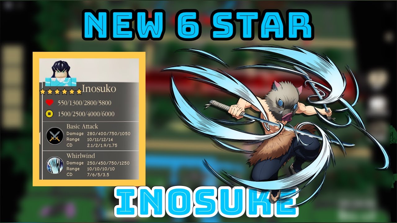 6 Star Inosuke Hashibira là phiên bản mới nhất của nhân vật Inosuke trong trò chơi điện tử. Với khả năng đột phá đầy ấn tượng, Inosuke trở thành một trong những nhân vật mạnh nhất của trò chơi. Hãy tham gia để trải nghiệm cảm giác thú vị và hồi hộp.