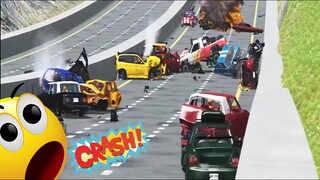 Massive Spike Strip Pileup Crashes | BeamNg Drive