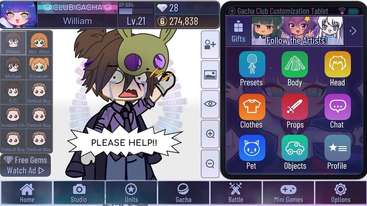 `• If Gacha Life Aftons turned into their Gacha Club Self || FNAF •`