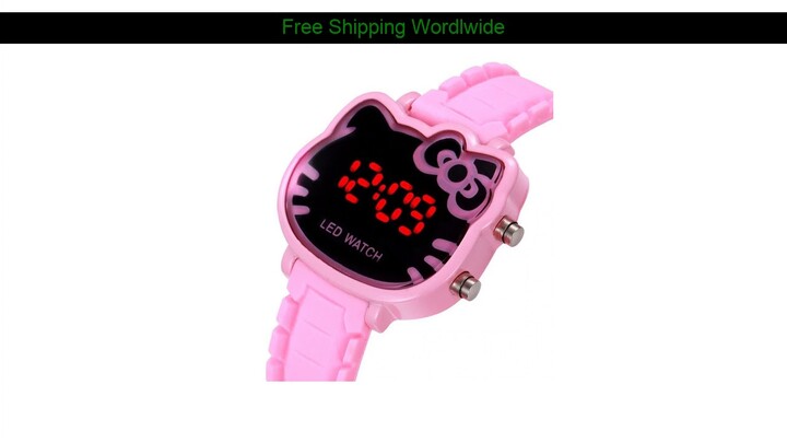 Fashion Pink Girl Watches Hello Kitty Cute Cartoon Kid Children Clock Quality Wrist Christmas Gift