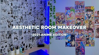 ‧₊˚aesthetic anime room makeover :: manga wall, posters, leds, polaroids + [w/iheartkay - pt.2]→༄