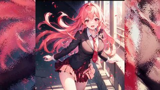 AI图像在教室里和一个粉红色头发的女孩　AI image In the classroom with a girl with pink hair