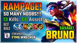 Bruno Best Build 2020 Gameplay by FTMS WRECKER | Diamond Giveaway | Mobile Legends