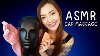 ASMR นวดหูออนไลน์ (NO TALKING) 👂ASMR EAR MASSAGE Binaural With Lotion, Oil and Gel pads For Sleep