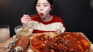 mukbang sườn nướng, tokbokki và cơm nắm #food