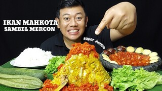 MUKBANG GULAI KEPALA IKAN KAKAP JUMBO PAKE SAMBAL PEDAS + LALAPAN JENGKOL MENTAH SAMBEL GOANG