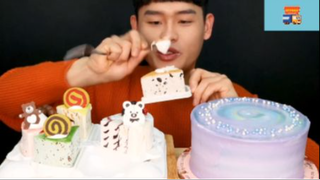 Mukbang bánh kem hình gấu #anngon