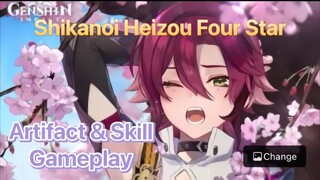 Genshin Impact Indonesian - Pembahasan Shikanoi Heizou Four Star mengenai Artifact& Skill + Gameplay