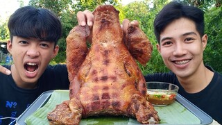 หน้ากากหัวหมูหนังกรอบ!! กินครั้งแรก..พร้อมสมองหมูข้างในเด็ดมาก