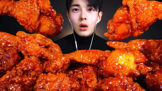 ASMR MUKBANG ไก่ที่เผ็ดที่สุดตลอดกาล ไก่ทอดที่เผ็ดที่สุด mukbang