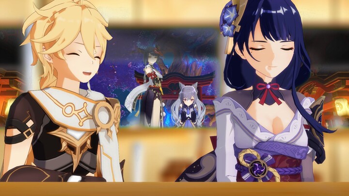 Raiden Ei kissed Aether