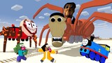 Monster School : OBUNGA CURSED TRAIN VS TRAIN SCHOOL & HELL THOMAS CHARLES - Minecraft Animation