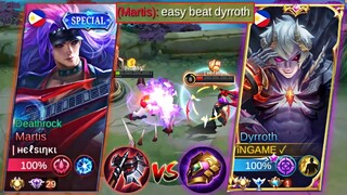 GLOBAL DYRROTH VS BUFFED MARTIS SUPER META IN MYTHICAL GLORY | DYRROTH BEST ONE SHOT BUILD MLBB