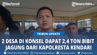 Kapolresta Kendari Bagi 2,4 Ton Bibit Jagung ke Petani Desa Sindangkasih dan Jati Bali Konsel Sultra