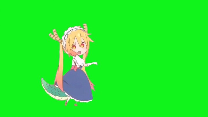 Five dragon maids dancing green screen material GB