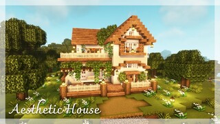 [Minecraft] 🌿✨ Aesthetic House Tutorial / Cottagecore / Mizuno's 16 Craft Resource Pack