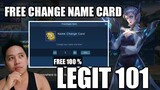 FREE 100% CHANGE NAME CARD IN MOBILE LEGENDS