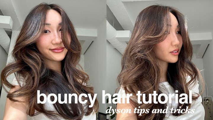 how to get voluminous bouncy hair and my hair care routine | dyson airwrap tutorial tips