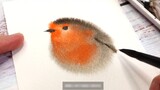 [Kỹ thuật màu nước giới thiệu] So sánh phương pháp vẽ khô và ướt, vẽ chú chim con